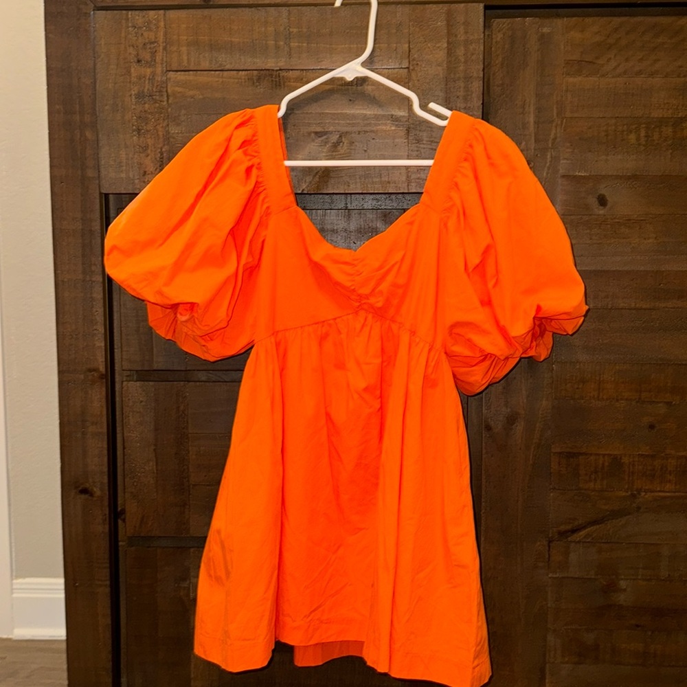 SHOWPO VASHTI MINI DRESS - PUFF SLEEVE SWEETHEART DRESS IN ORANGE